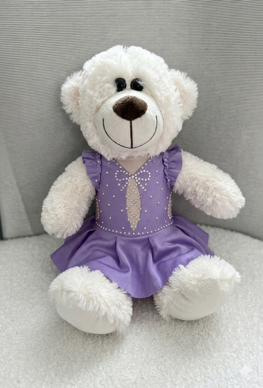 Oso Katya blanco con vestido de un solo color