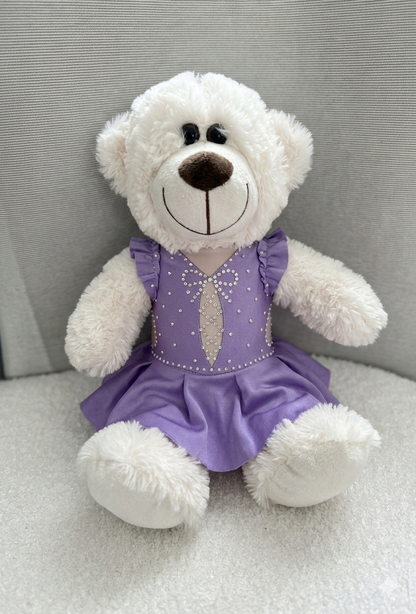 Oso Katya blanco con vestido de un solo color